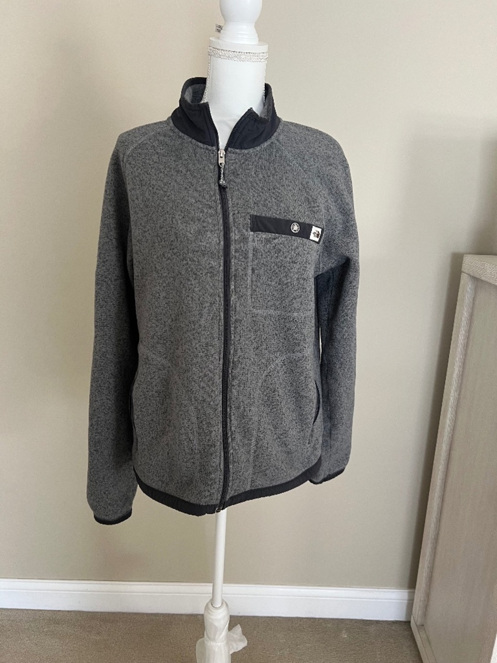 The North Face Gordon Lyons Full Zip Heathered Fleece Jacket Gray Size M
